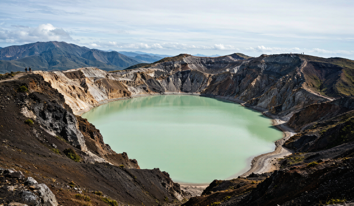 Aershan volcanic crater lake with forest