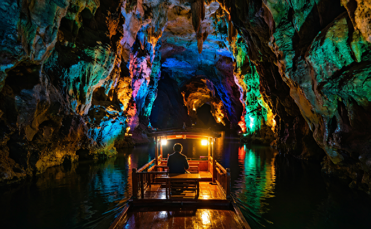 Longgong Dragon Palace caves underground river boat Anshun