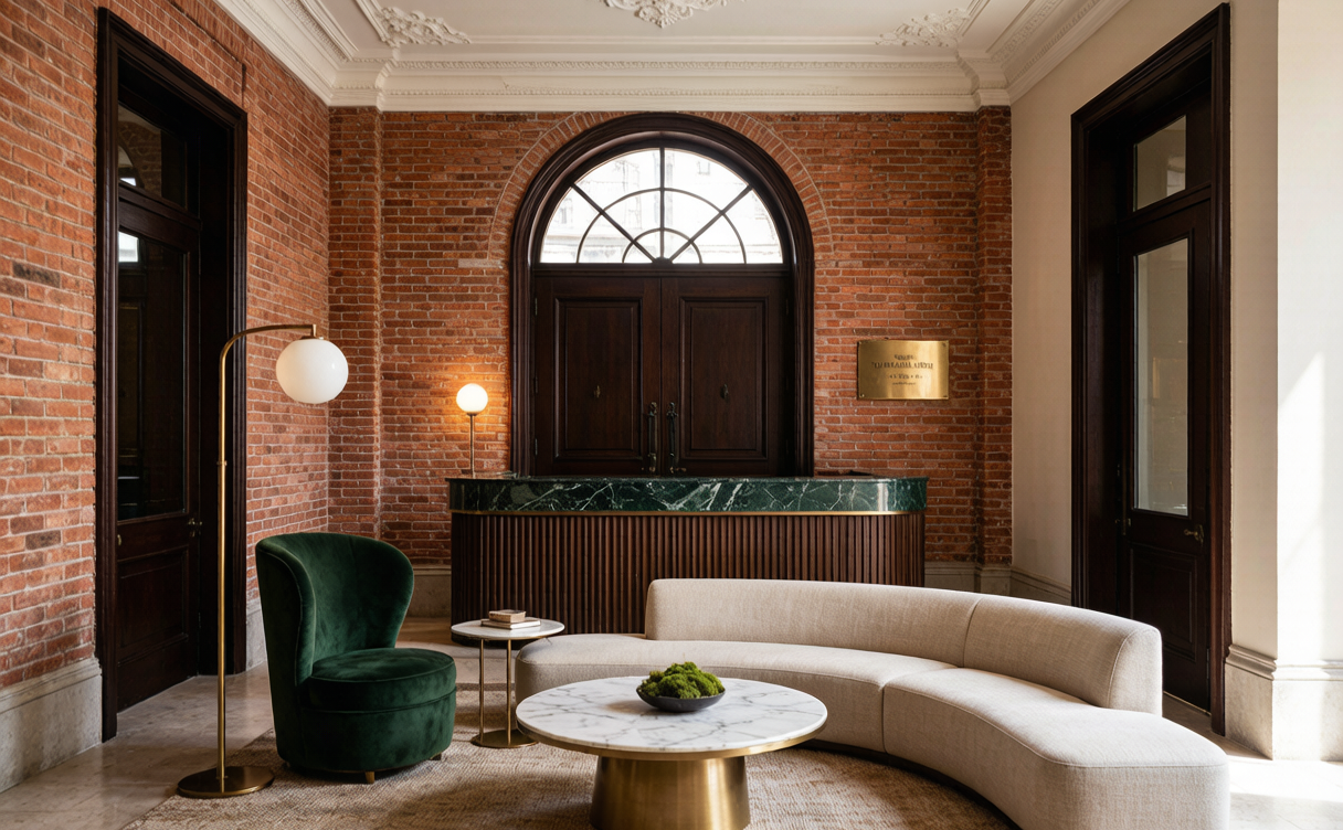 Sunlit courtyard room with timber beams in a restored Beijing boutique hotel