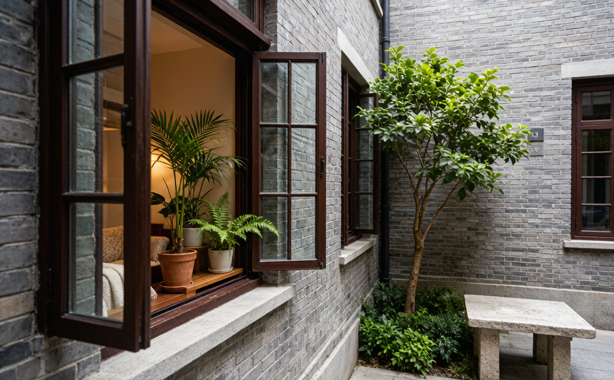 Boutique hotel lobby in China with handmade ceramics and warm wood interiors