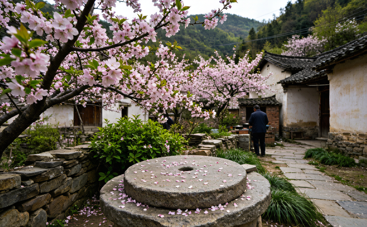 Willow trees and peach blossoms beside West Lake in Hangzhou, China