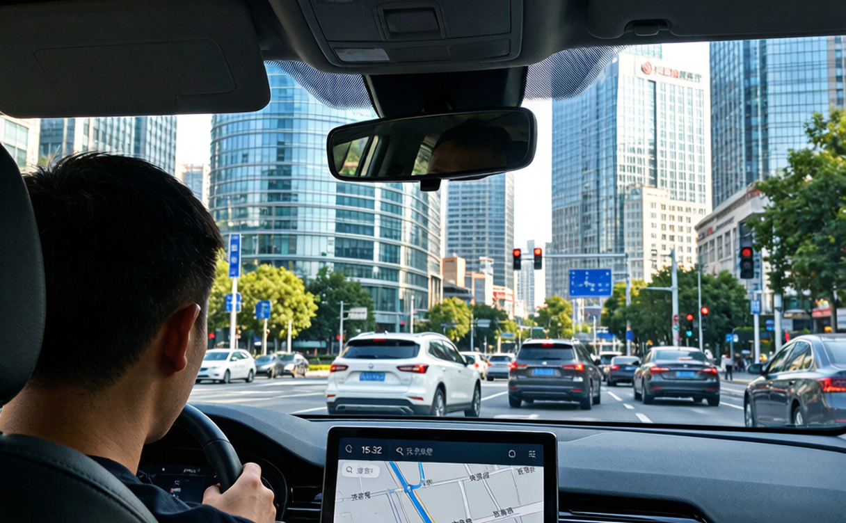 DiDi ride-hailing app screen displaying an English interface and map