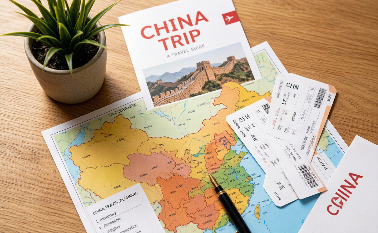 China entry stamp in a foreign passport on arrival