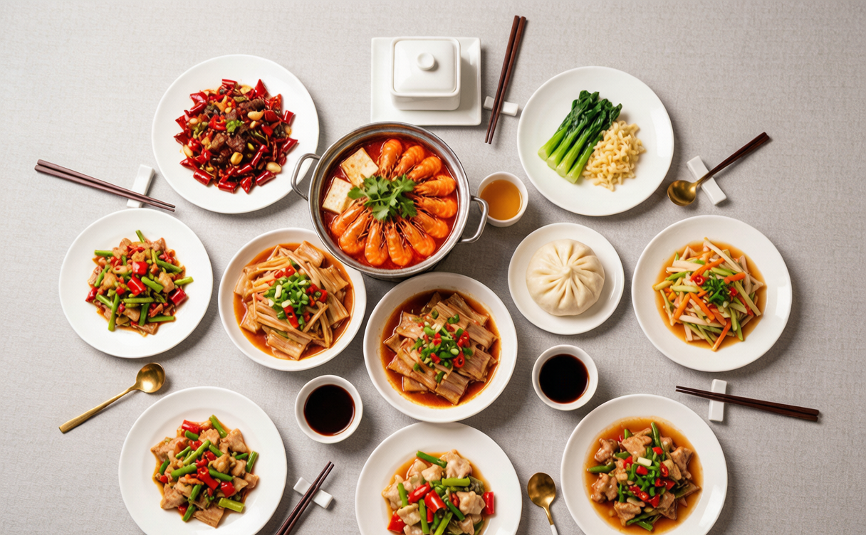 Eight regional Chinese dishes representing the great cuisines