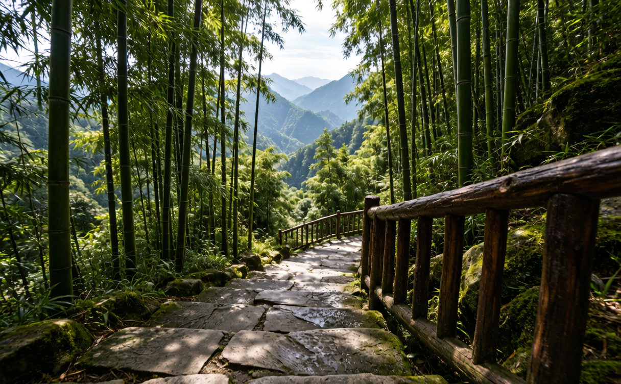 Forest stairway on Mount Emei — classic hiking route in this Mount Emei guide