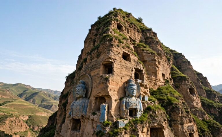 Maijishan Grottoes, Gansu: Buddhas on a Cliff Face