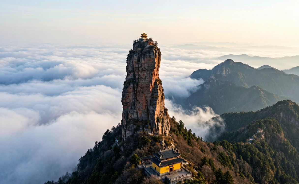 Winding road approaching Mount Fanjing cable car station in Guizhou