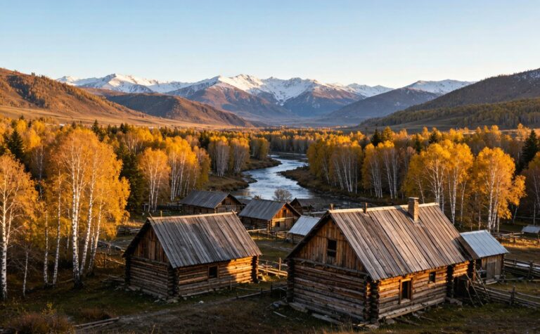 Hemu Village, Xinjiang, China: Tuva Wooden Hamlet