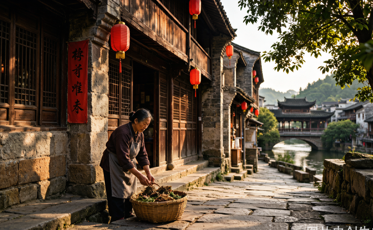 Carved wooden courtyard of an ancestral hall in Huangyao ancient town, Guangxi, China
