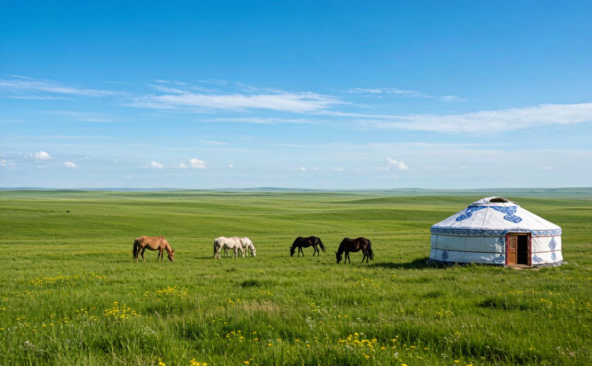 Hulunbuir Grassland aerial view of endless green meadows
