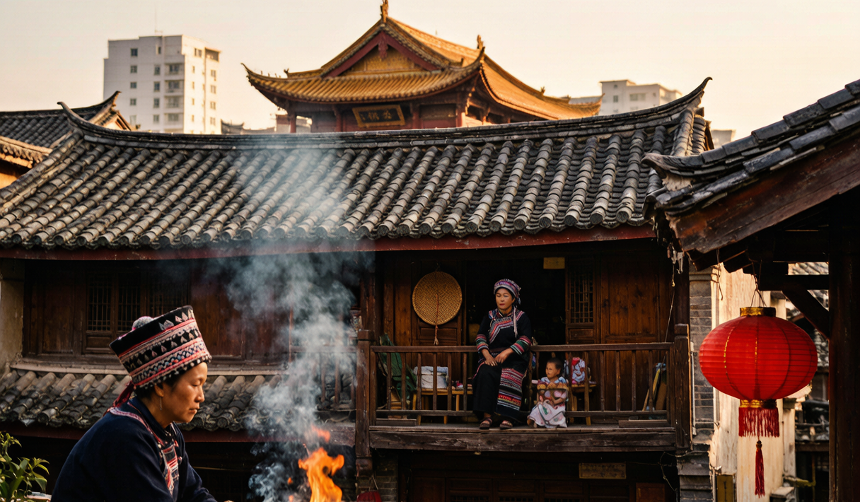 Jianshui tofu skewers on charcoal grill