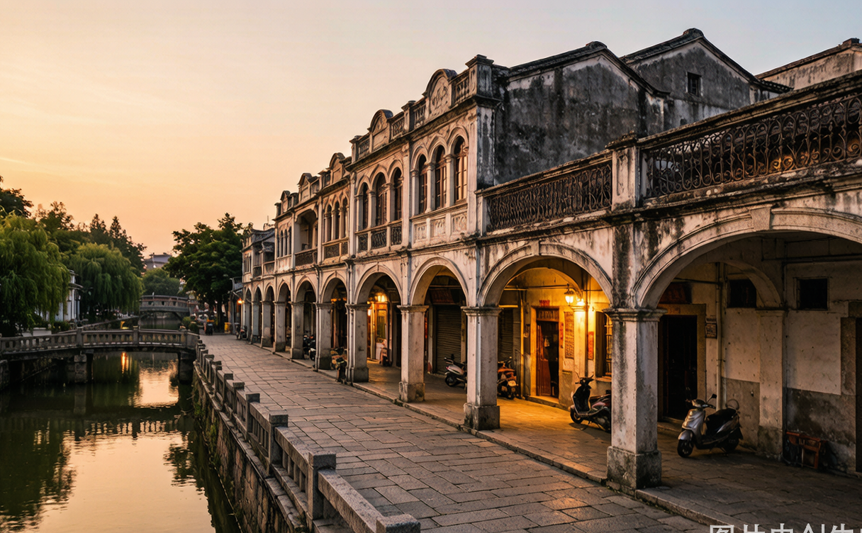Chikan old town Kaiping qilou arcade street