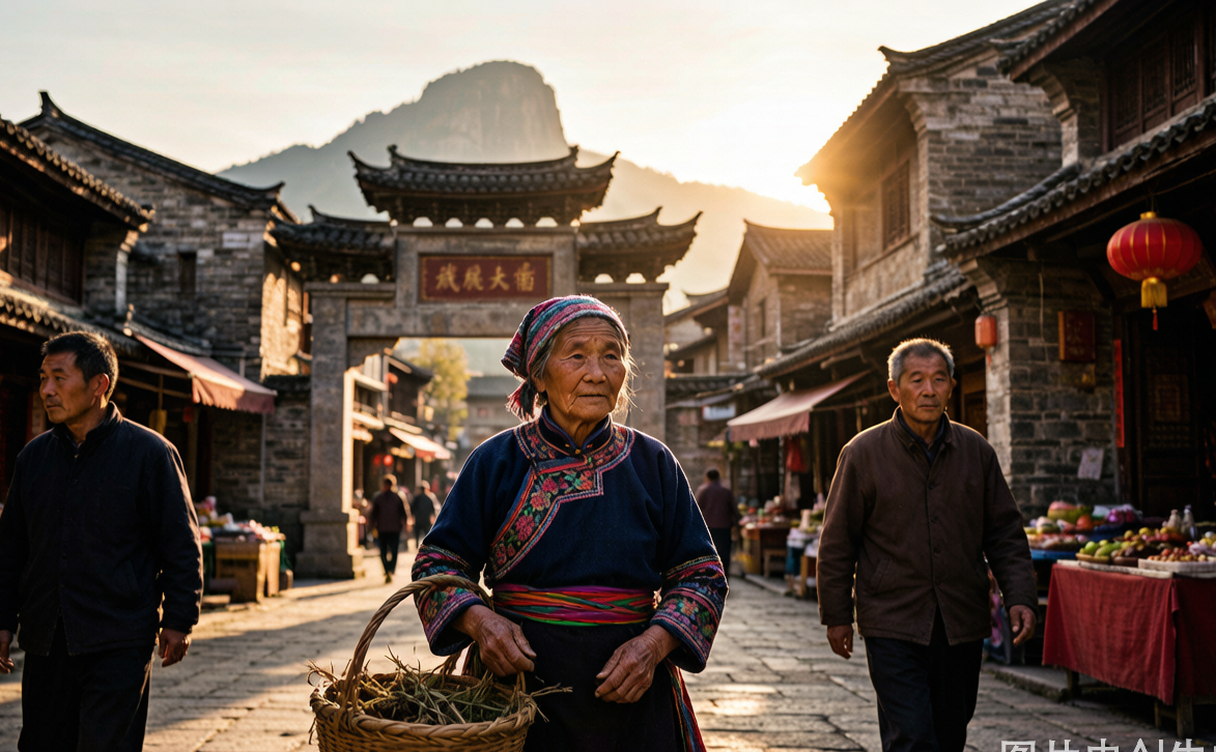 Golden-roofed Serti Monastery on the Gansu side of Langmusi at dusk, Gansu, China