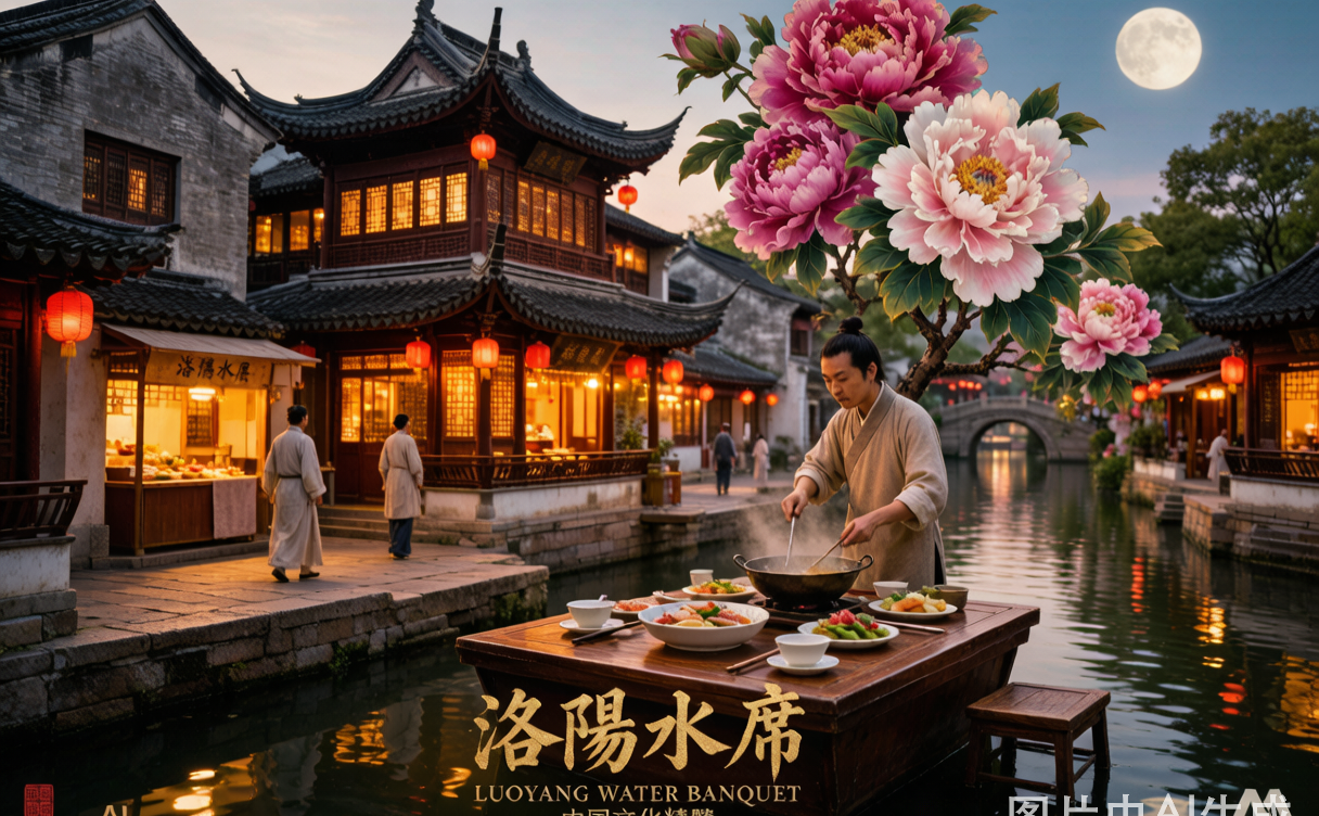 Luoyang water banquet soups and peony cakes China