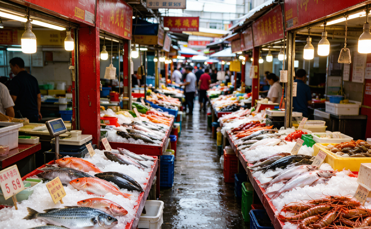 Ningbo night market stalls with skewers and snacks