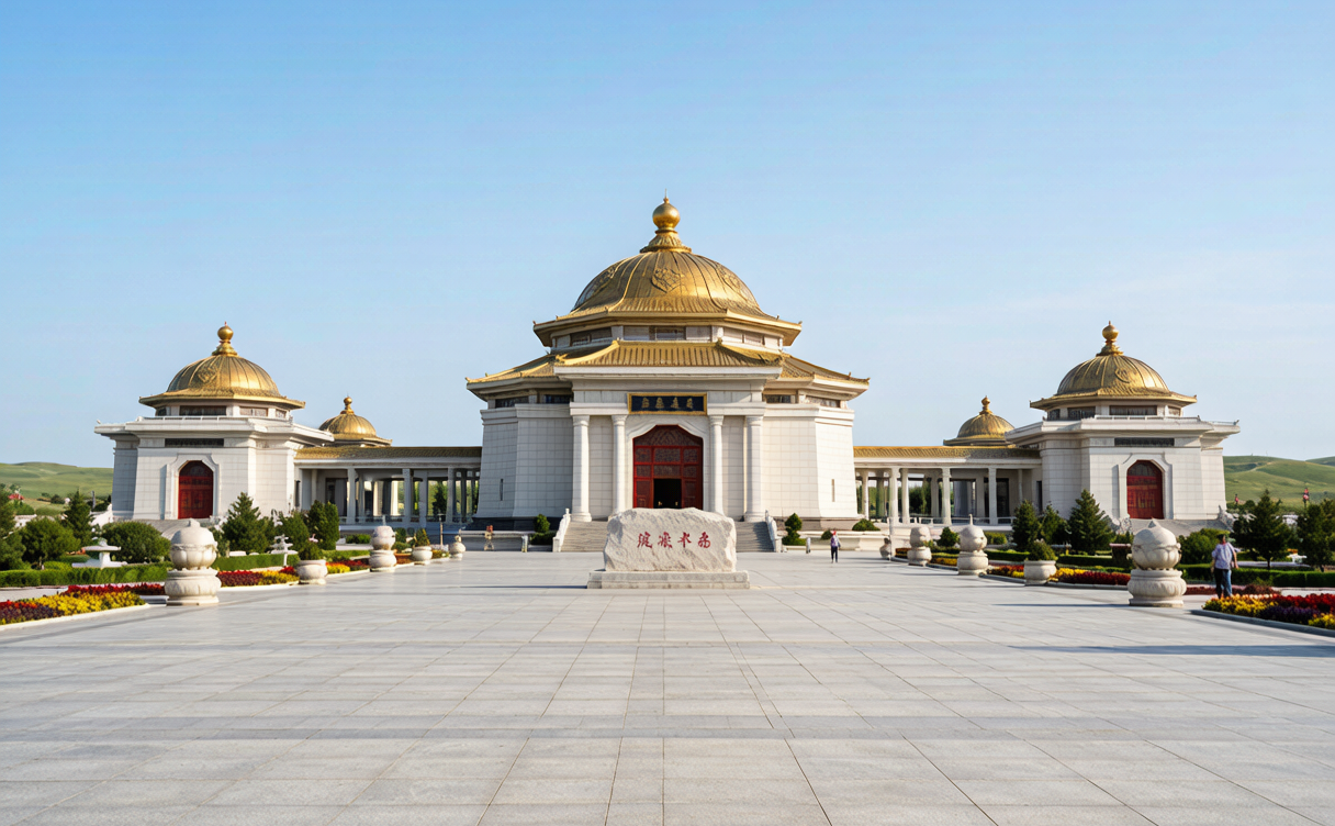 Ordos travel guide - Genghis Khan Mausoleum complex near Ordos, Inner Mongolia, China
