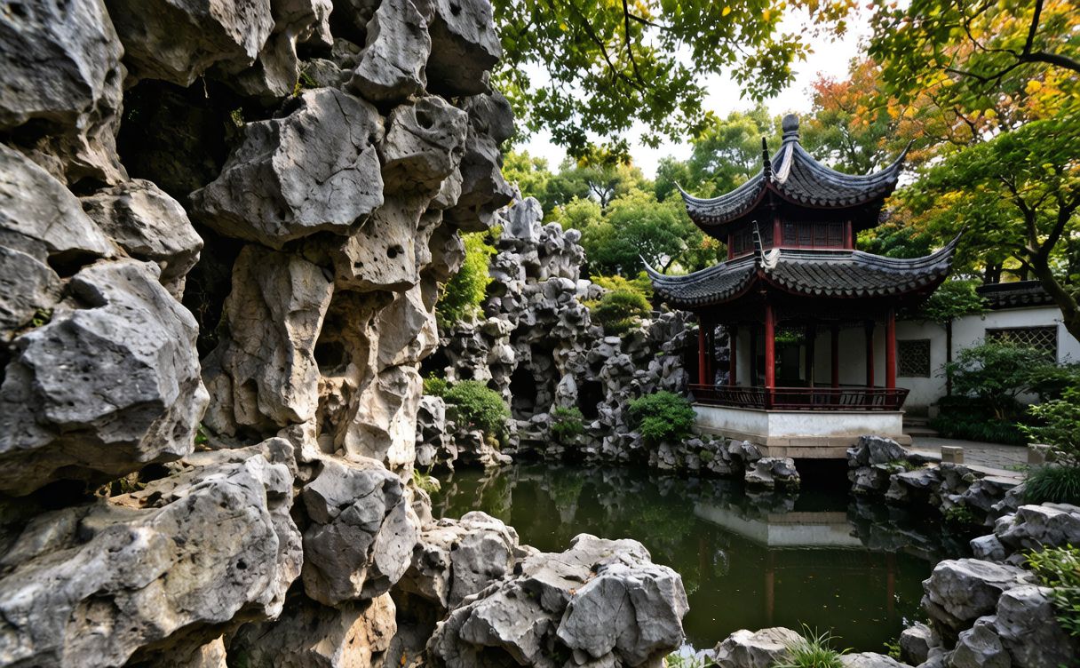 Lion Grove Garden entrance pavilion with moon gate Suzhou