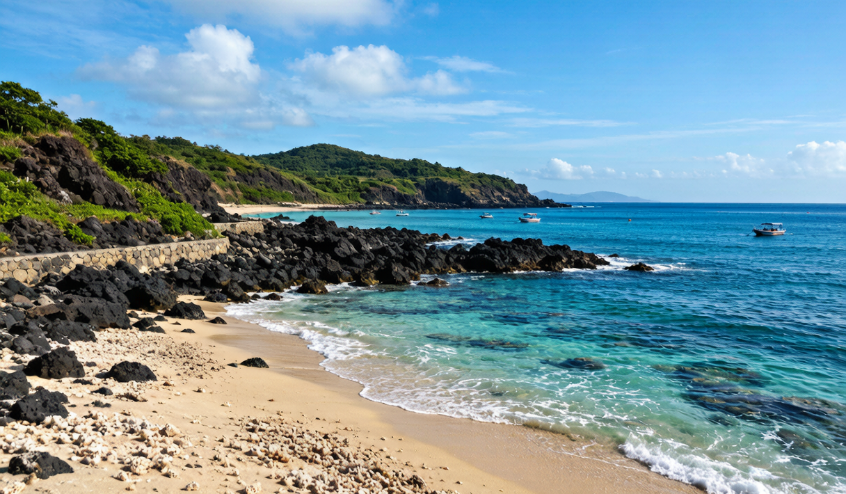 Weizhou Island volcanic coast and beach