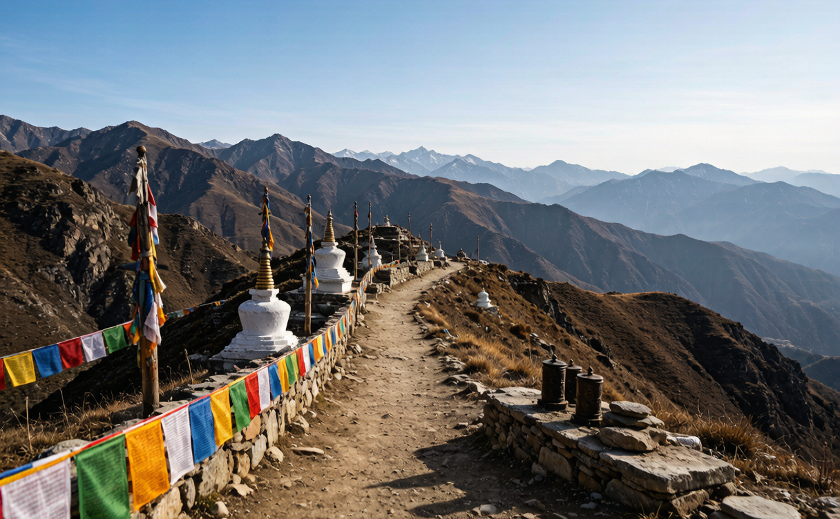 Pilgrim path across the five terraces — hiking highlight in this Mount Wutai travel guide