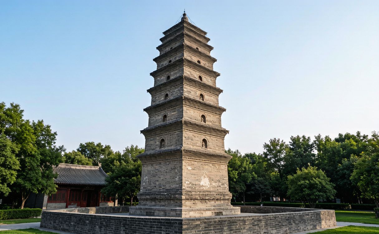 Small Wild Goose Pagoda Xi'an standing in Jianfu Temple