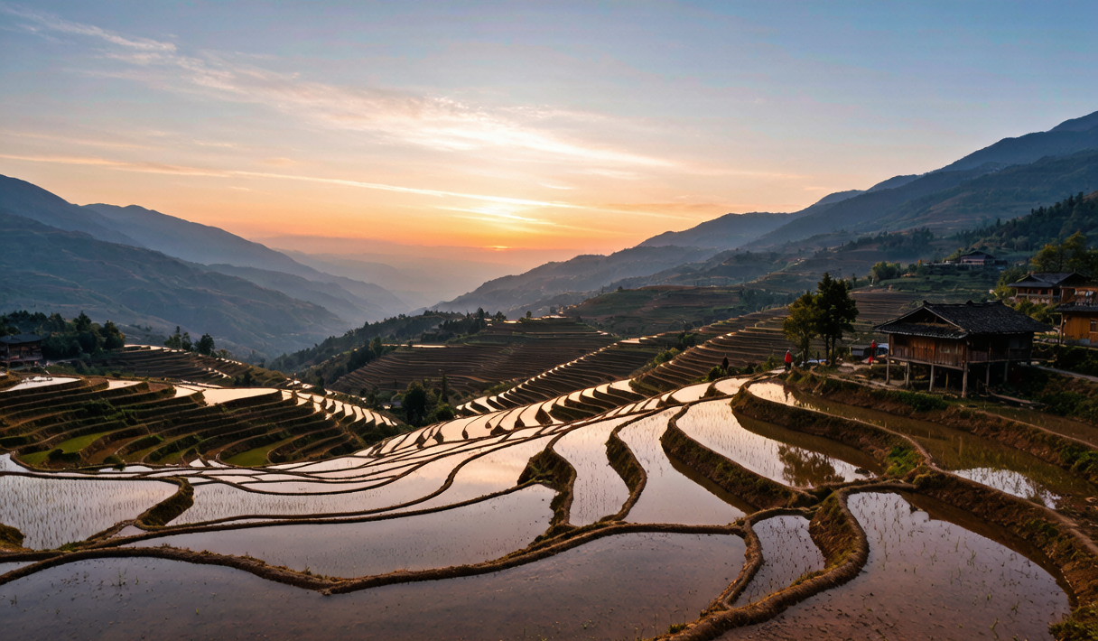 Yuanyang Hani rice terraces at sunrise