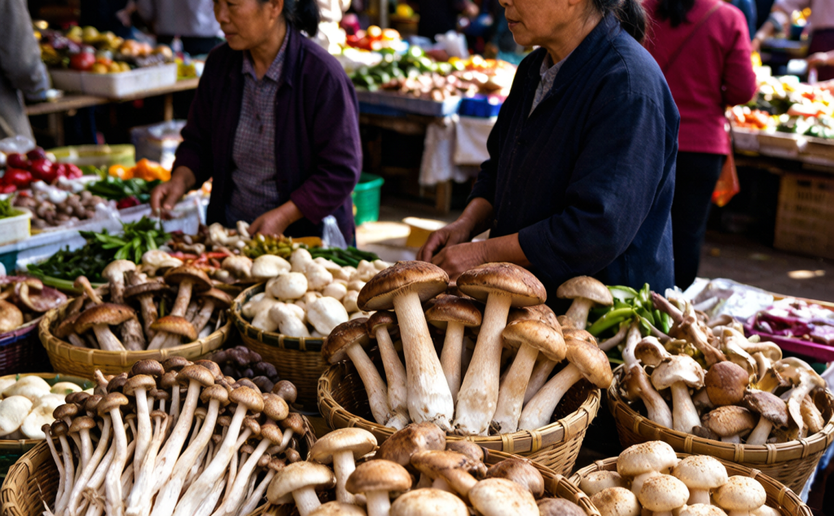 Yunnan wild mushroom hotpot with assorted fungi boiling