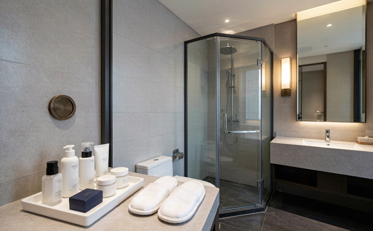 Chinese hotel bathroom glass shower