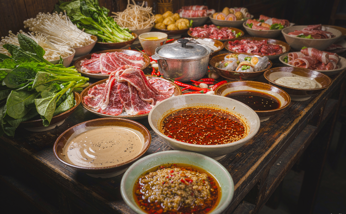 Guizhou sour hotpot with red fermented broth