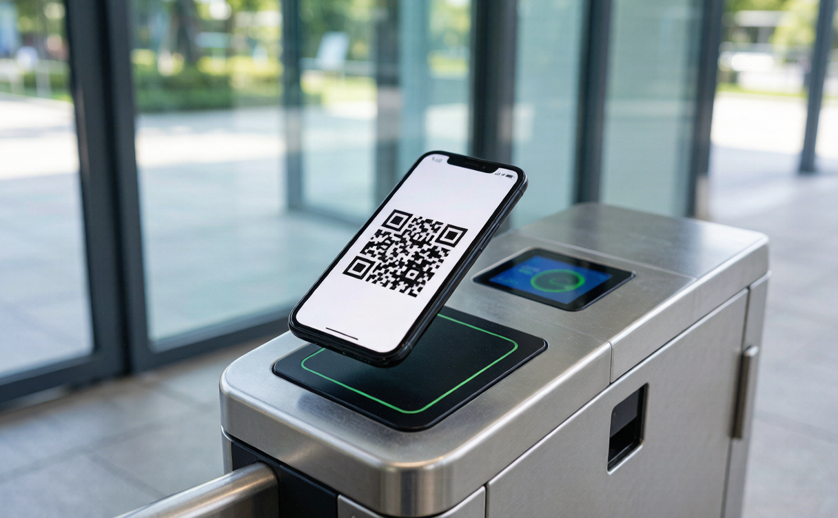 Scanning a QR admission code at a Chinese attraction gate