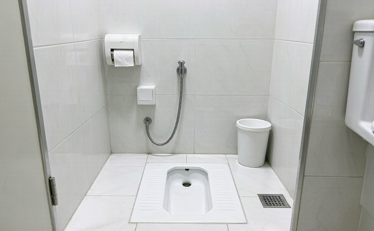 Chinese public toilet with squat and seated stalls