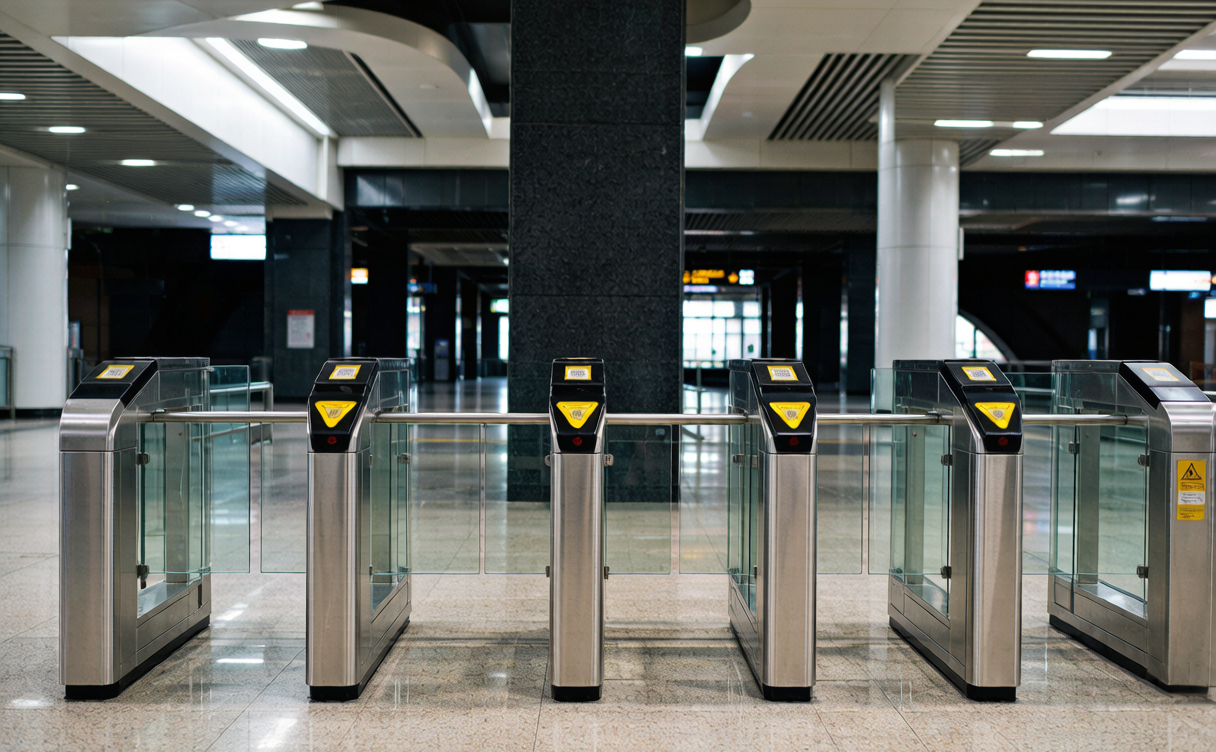 China railway stations guide - traveler scanning a passport at a railway station boarding gate in China