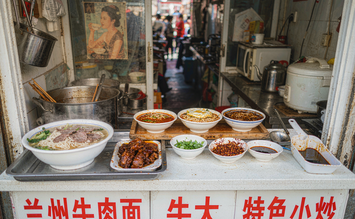 china-regional-noodles-guide - bowl of chilli oil noodles with pickled greens and peanuts