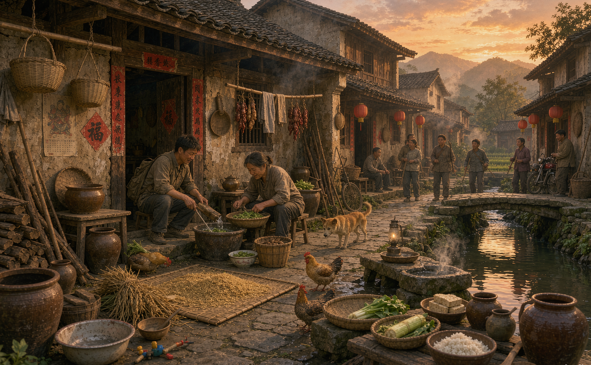 Local train passing terraced rice fields in rural China at dawn