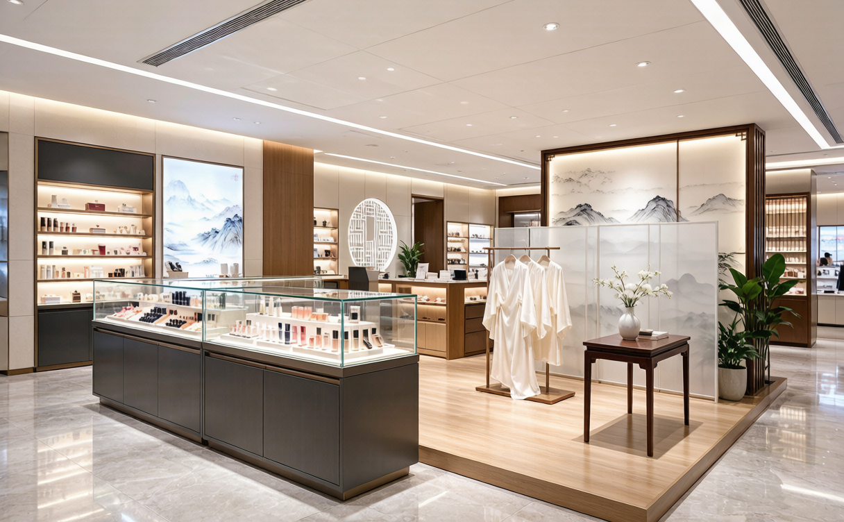 Chinese department store retail floor with display counters