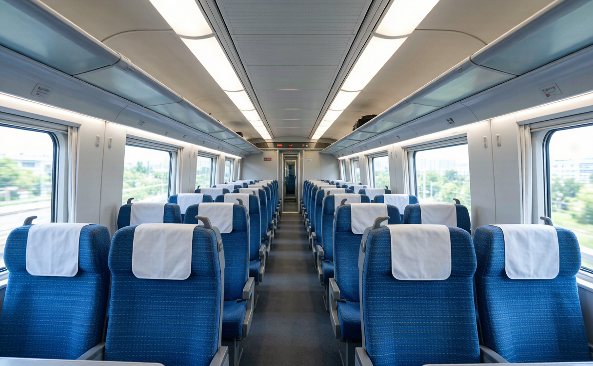 China train types guide - interior of a second-class cabin on a Chinese bullet train
