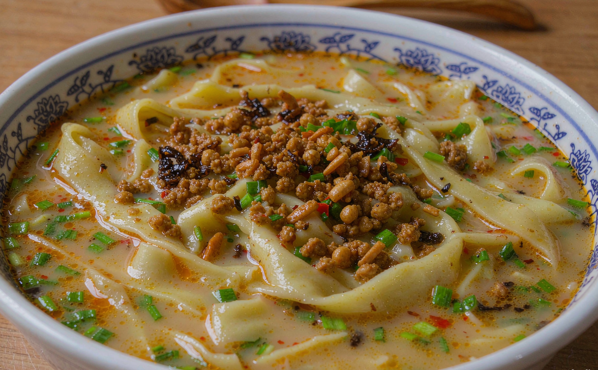 Fuyang street vendor preparing gelatiao sesame noodles