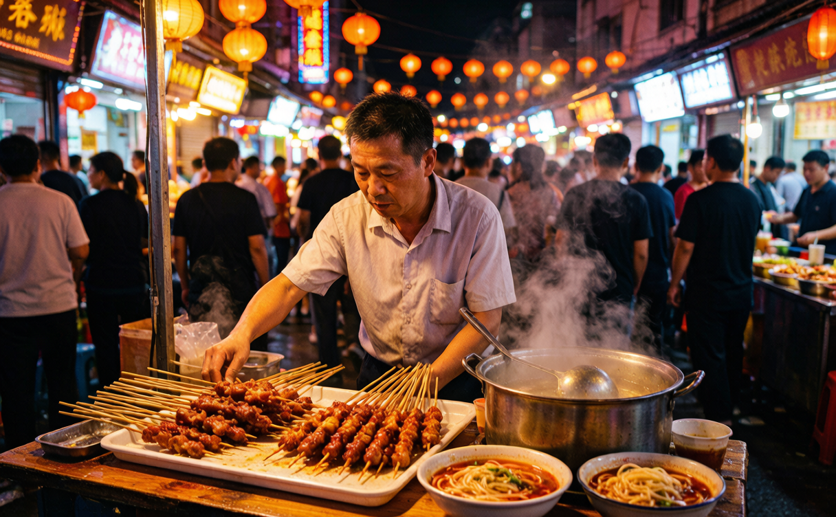 Clay pot of red Guizhou sour soup fish with cilantro and chilies bubbling at a Guiyang table