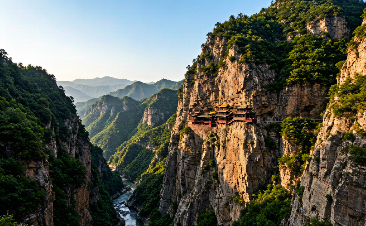 Hengshan Mountain guide - the temple path climbing the pine ridge of Hengshan