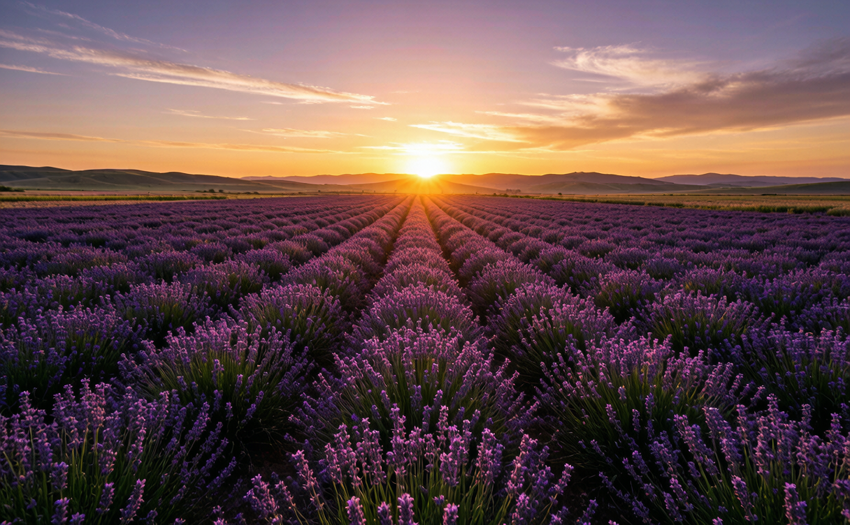 Ili travel guide - purple lavender fields in bloom below the Tianshan in Xinjiang, China