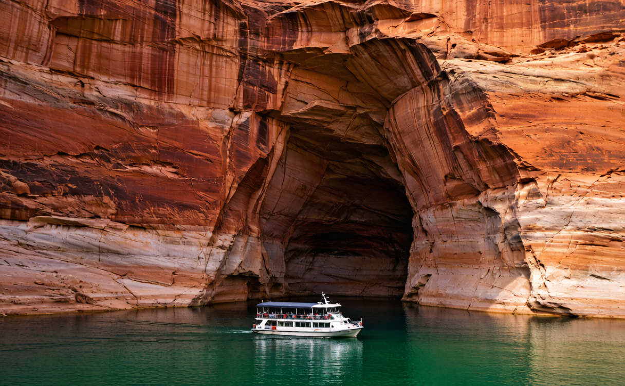 Kanbula National Park travel guide - sightseeing boat on the emerald Lijiaxia Reservoir