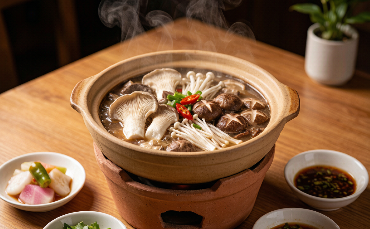 Naxi grill pot with vegetables and yak meat in Lijiang
