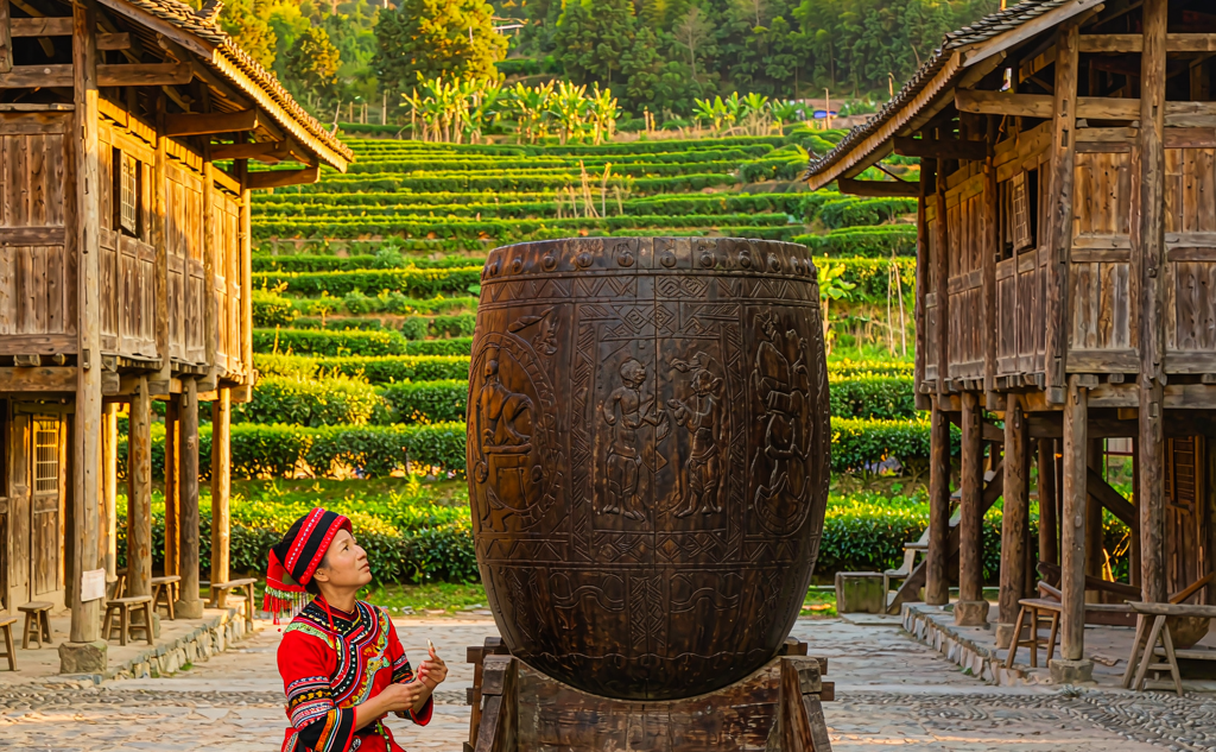 Lincang travel guide - rebuilt Wengding Wa village houses on stilts in Cangyuan