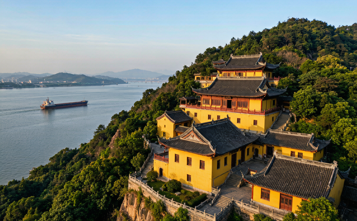 Nantong travel guide - Guangjiao Temple on Langshan hill overlooking the Yangtze estuary