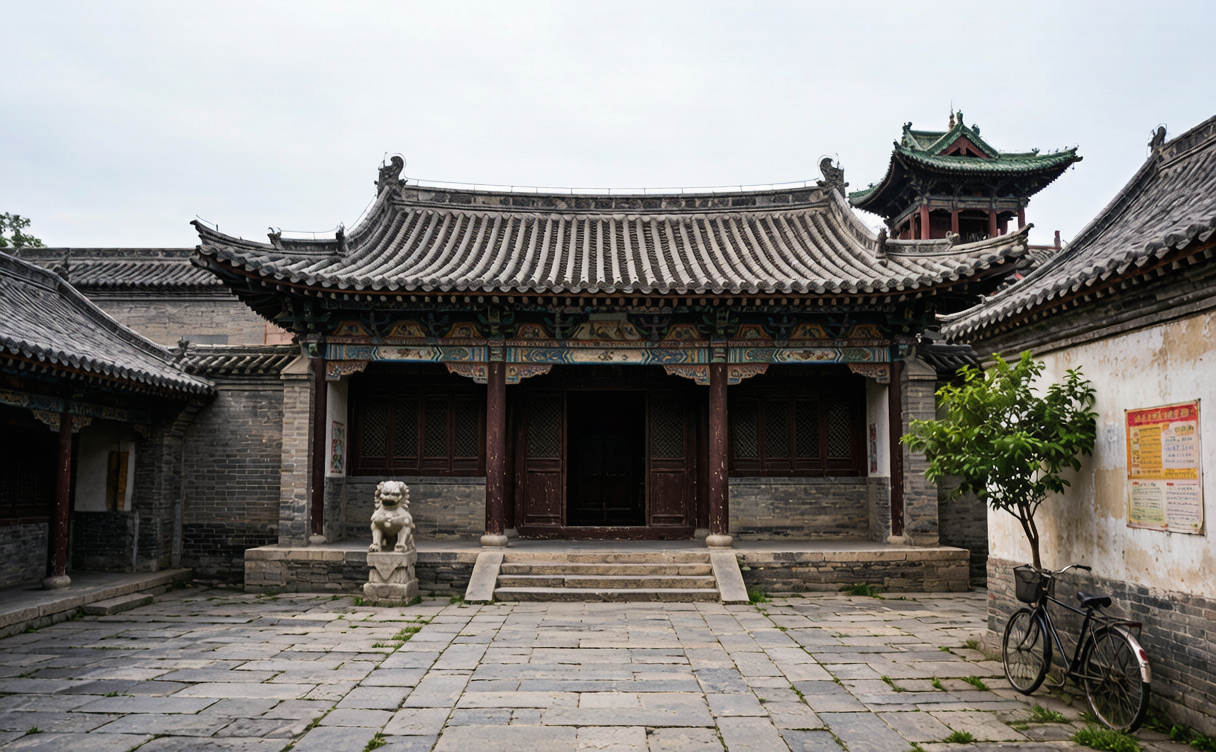 Wuhou Shrine courtyard with cypress trees on Wolonggang in Nanyang, Henan