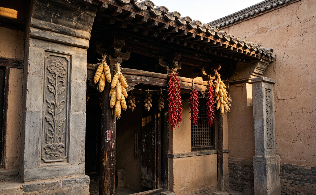 Qikou ancient town guide - stacked loess cave dwellings at Lijiashan village