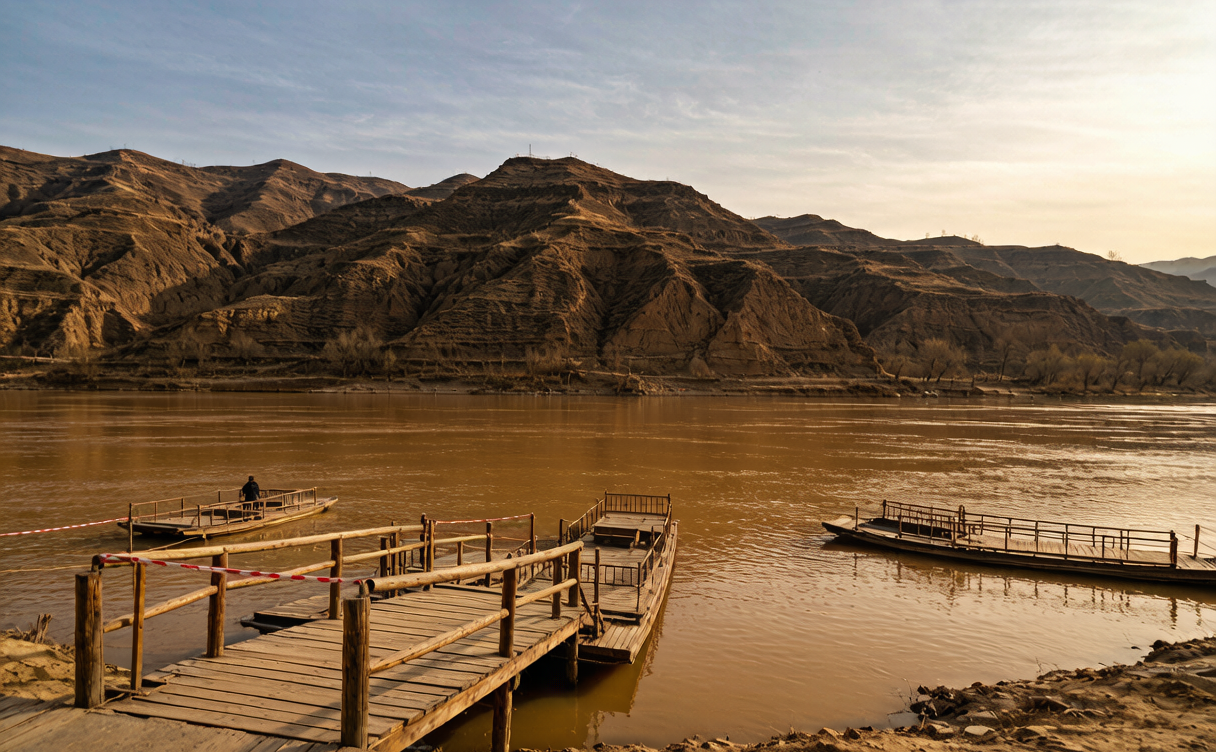 Qikou ancient town guide - Yellow River wharf and ferry landing below the town