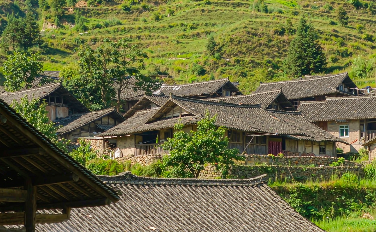 Terraced Qinling foothills and river valley near Shangluo