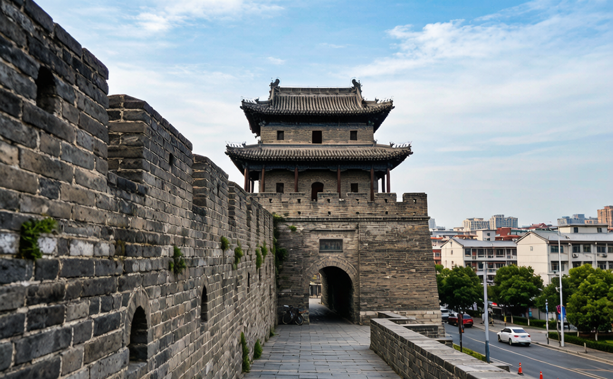 Preserved Ming dynasty city wall and corner watchtower of Shangqiu ancient city, Henan