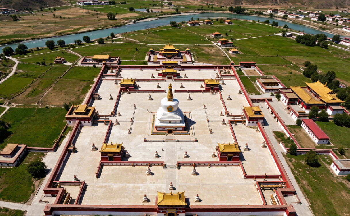 Yumbulagang Palace on a hill above the Yarlung Valley in Shannan, Tibet, China