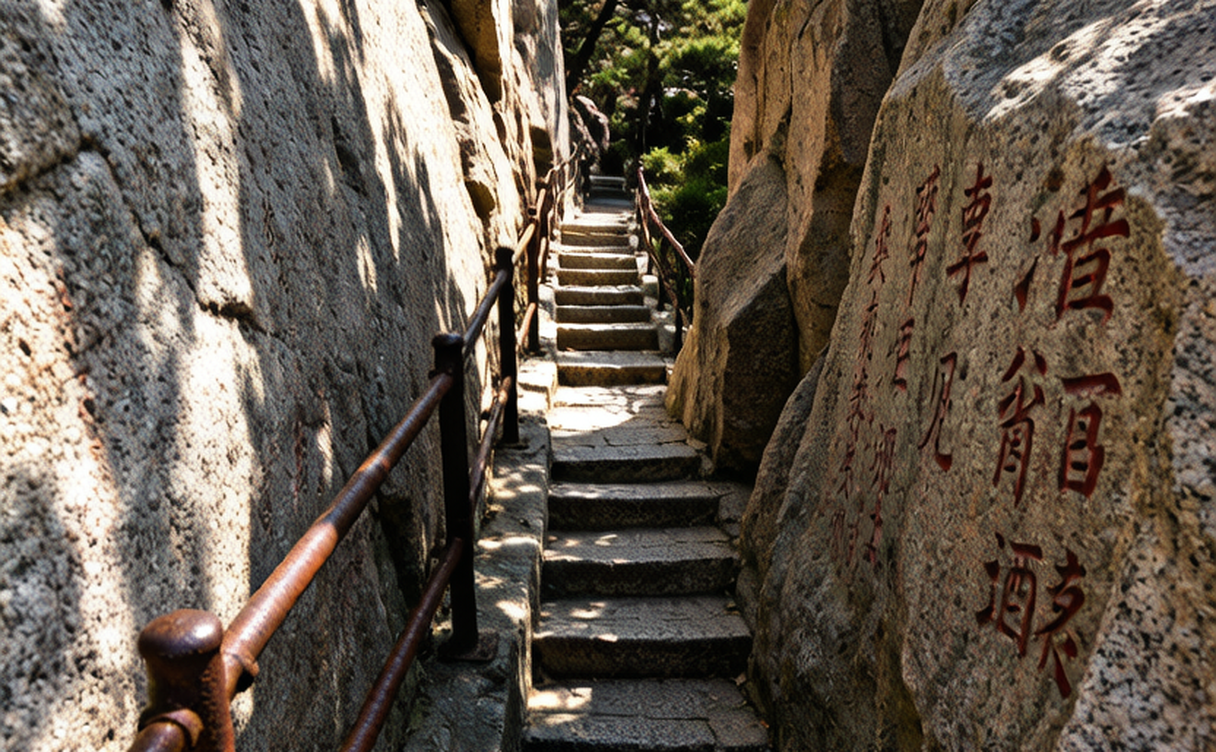 Tai'an travel guide - stone steps of Mount Tai leading to South Gate to Heaven